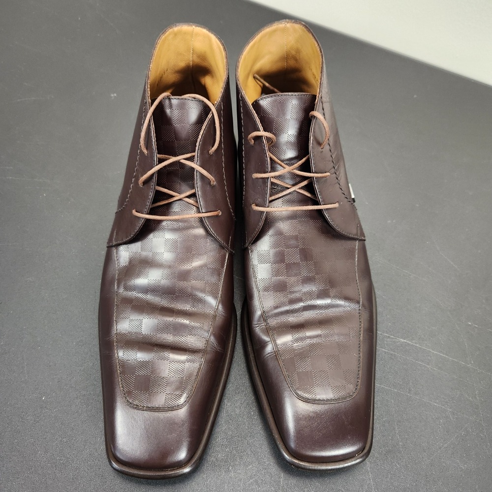 Louis Vuitton Damier Ebene Brown Leather Chukka Boots 8.5 UK 9.5 US Missing Logo - Picture 2 of 12